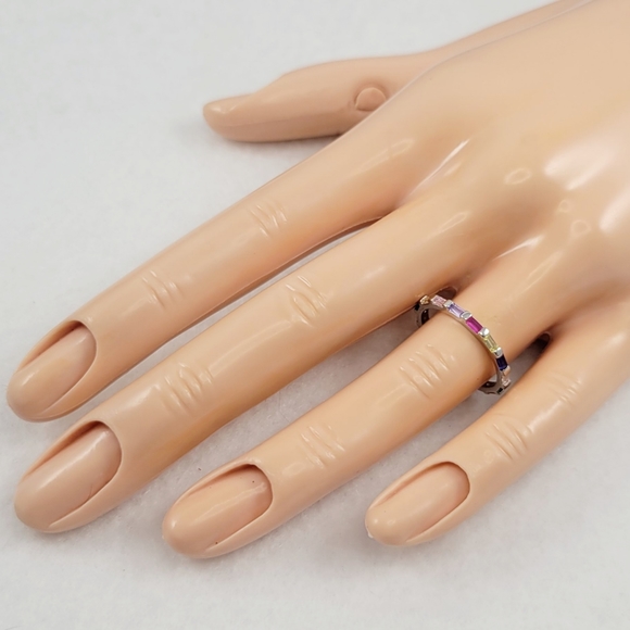 Sterling Silver Rainbow Eternity Band - Picture 6 of 10